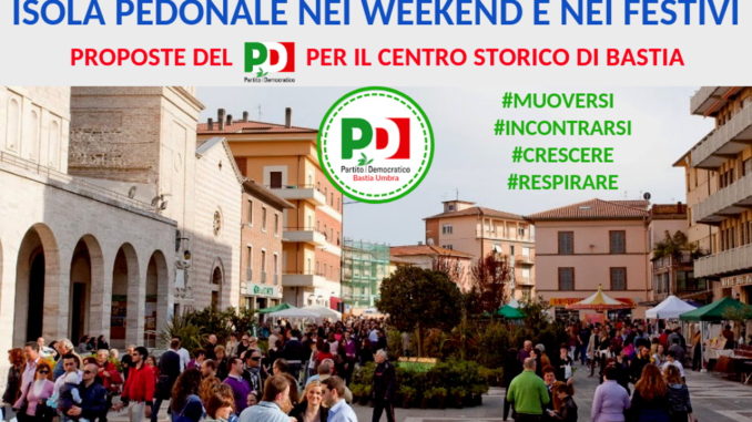 Piazza Mazzini a Bastia Umbra isola pedonale negli weekend e festivi
