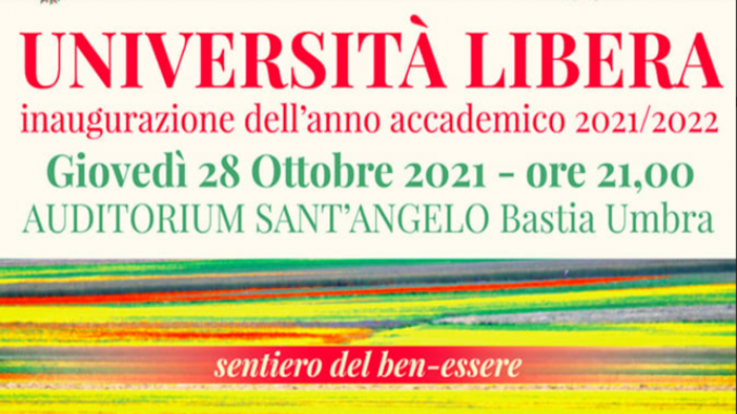 Riprende giovedì 28 l'attività culturale in presenza di Università Libera presso l'Auditorium Sant’Angelo alle ore 21.00