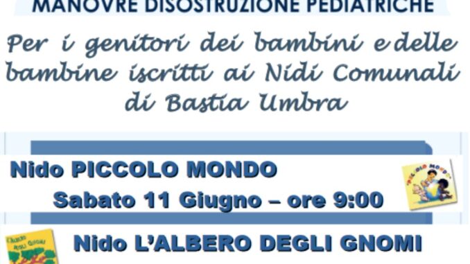 Corso di manovre disostruzione pediatriche due gli appuntamenti in programma