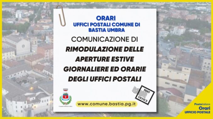 Modifiche Estive all'Orario di Apertura degli Uffici Postali