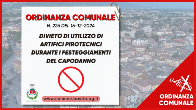 Divieto utilizzo fuochi d'articolo. Scatta l'ordinanza del Capodanno