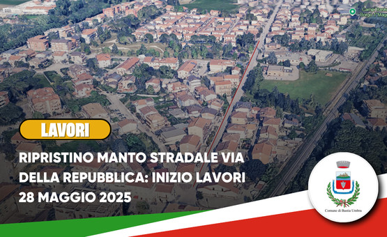 Ripristino asfalto in Via della Repubblica dal 28 maggio Ripristino asfalto in Via della Repubblica dal 28 maggio