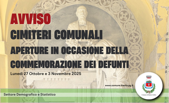 Aperture straordinarie cimiteri comunali per commemorare i defunti